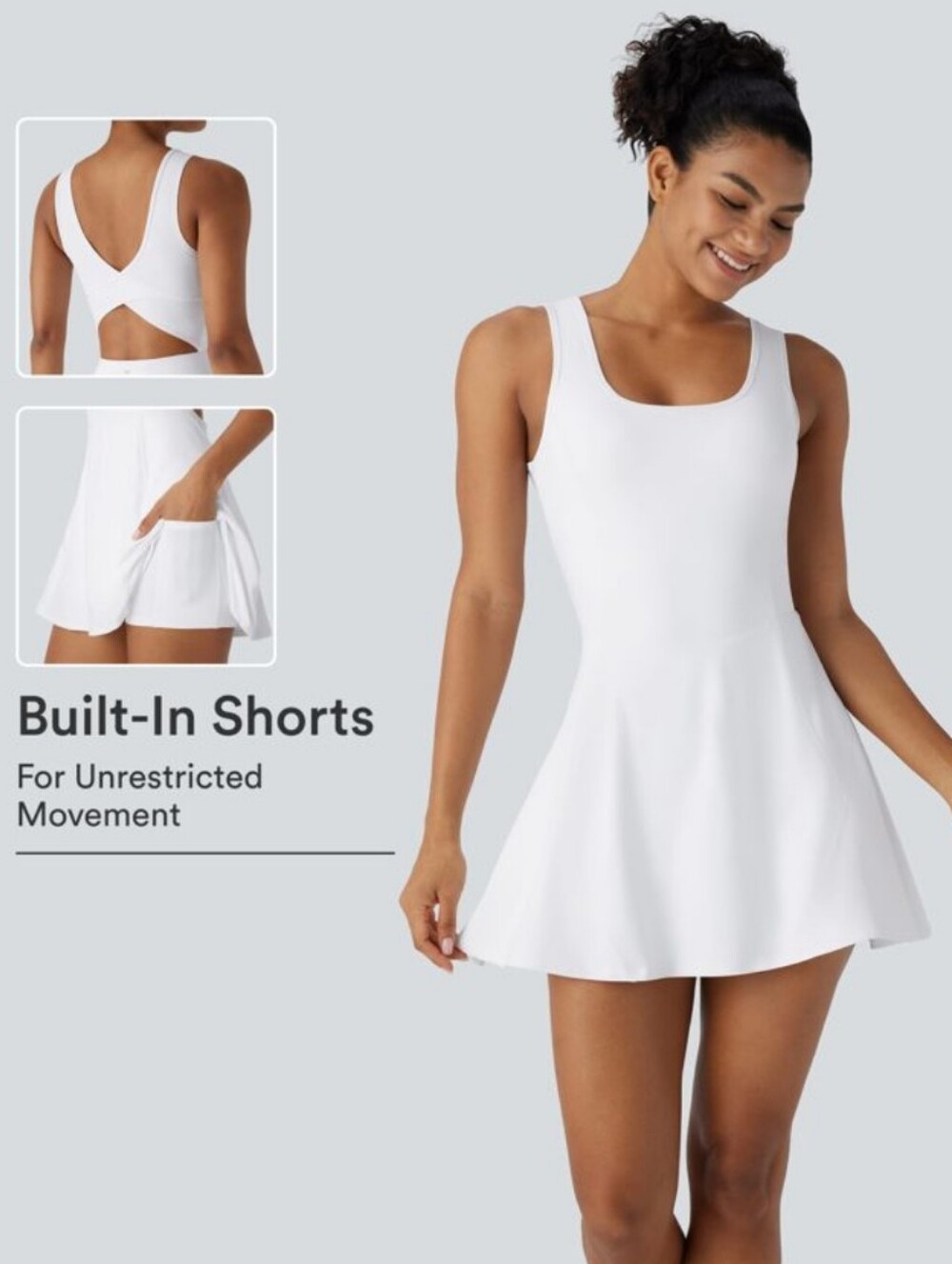 NWT! ​SoftlyZero™ Airy U Neck 2-in-1 Pocket Mini Cool Touch Dance Active Dress M